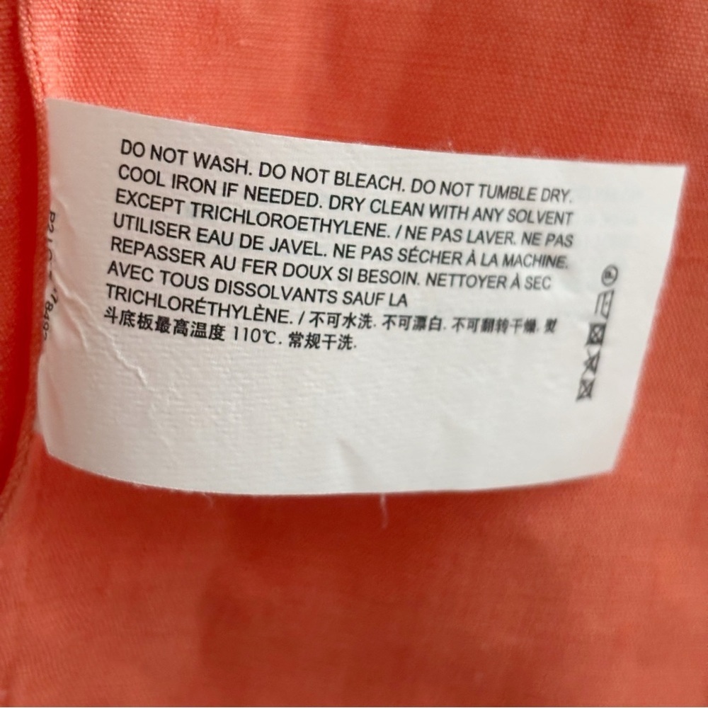 Theory Bright Coral Boxy Linen Button Down Short Sleeve Shirt Small - Picture 7 of 8